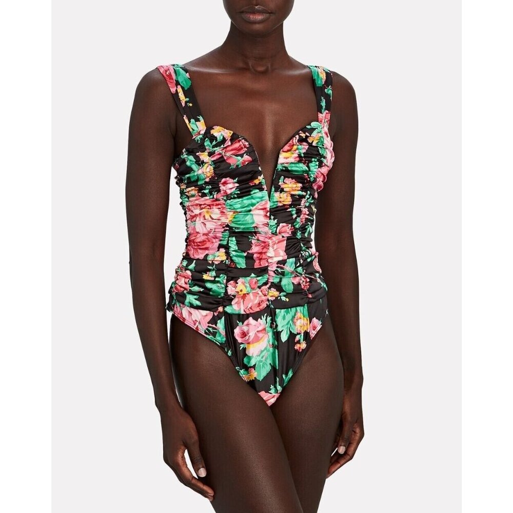 For Love & Lemons Jolie Bodysuit Black Multi Floral